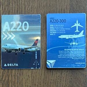 Delta Air Lines Trading Card Airbus A220-300 from the 2025 Series Exc Condition